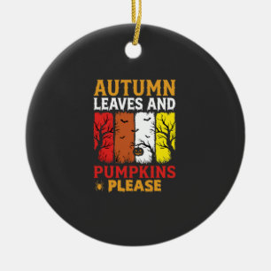Halloween Herbstlaub und Kürbisse Vintage-Design Keramik Ornament
