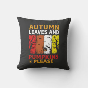 Halloween Herbstlaub und Kürbisse Vintage-Design Kissen