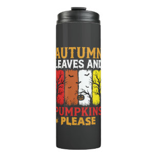 Halloween Herbstlaub und Kürbisse Vintage-Design Thermosbecher