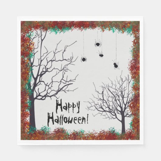 Halloween-Herbstlaube Spooky Trees Spiders Party Serviette (Vorderseite)