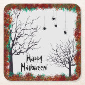 Halloween-Herbstlaube Spooky Trees Spiders Rechteckiger Pappuntersetzer (Vorderseite)