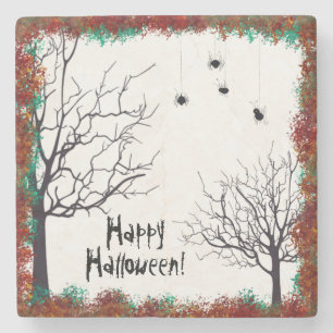 Halloween-Herbstlaube Spooky Trees Spiders Steinuntersetzer