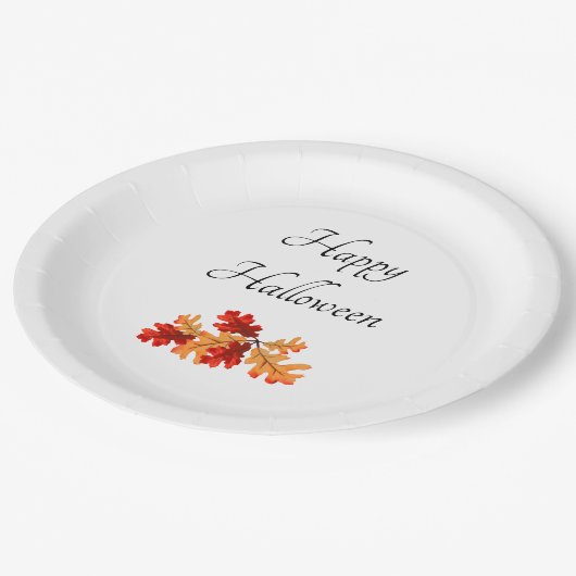 Halloween Herbstlaubs Elegant Pappteller (Schrägansicht)