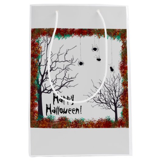 Halloween Herbstlaubs Gnarly Trees Spiders Mittlere Geschenktüte (Vorderseite)