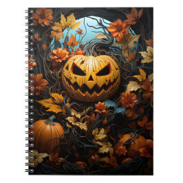 Halloween Herbstsaison Pumpkin und Herbstlaub Notizblock