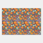 Halloween Herbstsaison Pumpkins & Florals Geschenkpapier Set (Vorderseite 3)