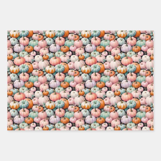 Halloween Herbstsaison Pumpkins & Florals Geschenkpapier Set (Vorderseite 2)