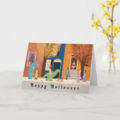 Halloween-Herbsttrick oder -Behandlungen Karte (Gelbe Blume)