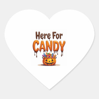 Halloween "Here for Candy" Herz-Aufkleber