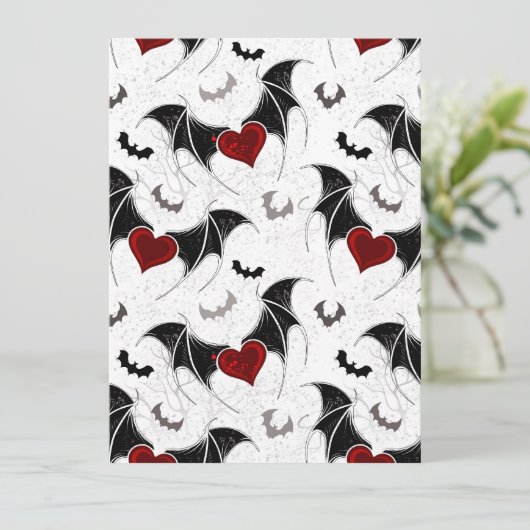 Halloween-Herz mit schwarzen Fledermausflügeln Ankündigung (Stehend Vorderseite)