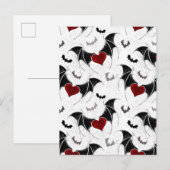 Halloween-Herz mit schwarzen Fledermausflügeln Ankündigungspostkarte (Vorne/Hinten)