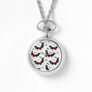 Halloween-Herz mit schwarzen Fledermausflügeln Armbanduhr