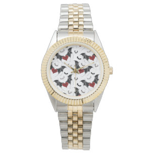 Halloween-Herz mit schwarzen Fledermausflügeln Armbanduhr