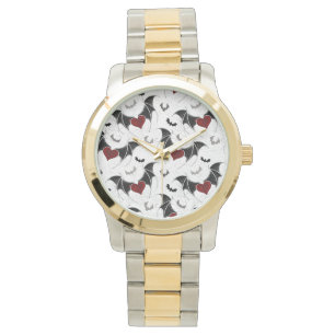 Halloween-Herz mit schwarzen Fledermausflügeln Armbanduhr