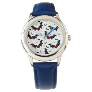 Halloween-Herz mit schwarzen Fledermausflügeln Armbanduhr