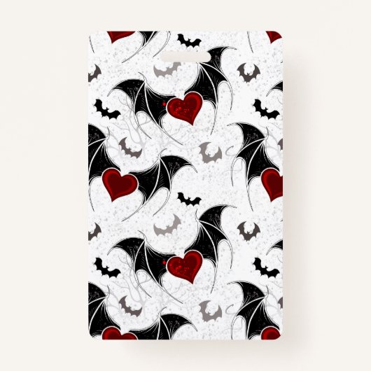 Halloween-Herz mit schwarzen Fledermausflügeln Ausweis (Vorderseite)