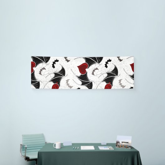 Halloween-Herz mit schwarzen Fledermausflügeln Banner (Messeveranstaltung)