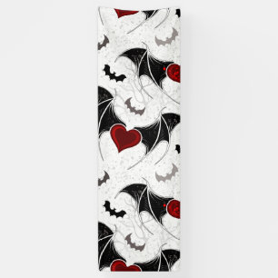 Halloween-Herz mit schwarzen Fledermausflügeln Banner