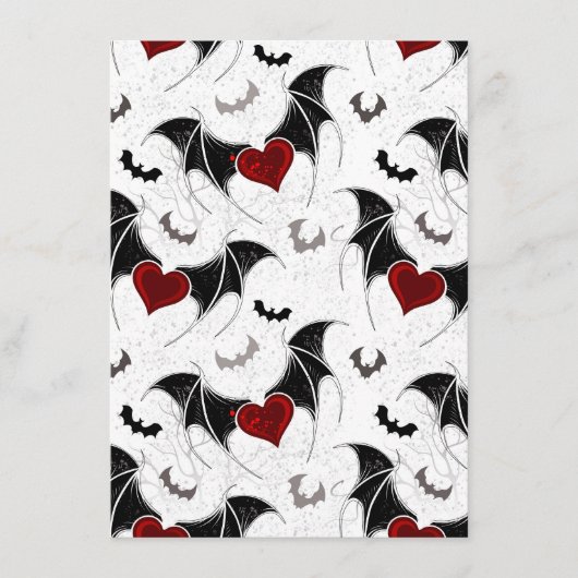 Halloween-Herz mit schwarzen Fledermausflügeln Begleitkarte (Vorderseite)