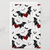 Halloween-Herz mit schwarzen Fledermausflügeln Briefpapier (Vorne/Hinten)