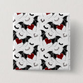 Halloween-Herz mit schwarzen Fledermausflügeln Button (Vorderseite)