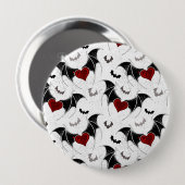 Halloween-Herz mit schwarzen Fledermausflügeln Button (Vorne & Hinten)