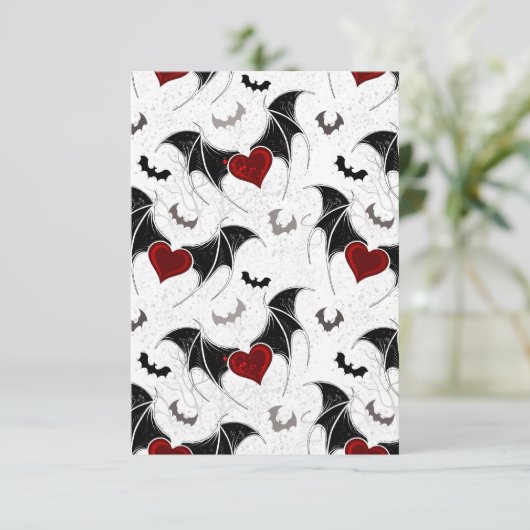 Halloween-Herz mit schwarzen Fledermausflügeln Dankeskarte (Stehend Vorderseite)