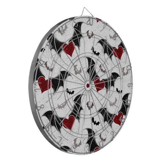 Halloween-Herz mit schwarzen Fledermausflügeln Dartscheibe (Vorderseite Links)