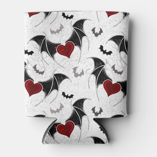 Halloween-Herz mit schwarzen Fledermausflügeln Dosenkühler (Vorderseite)