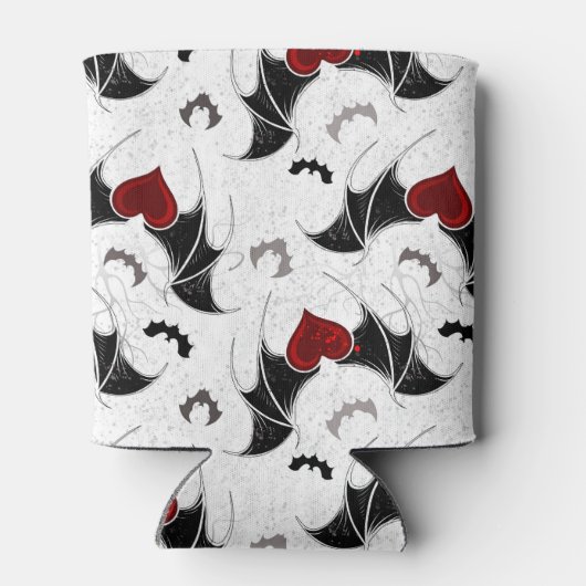 Halloween-Herz mit schwarzen Fledermausflügeln Dosenkühler (Rückseite)