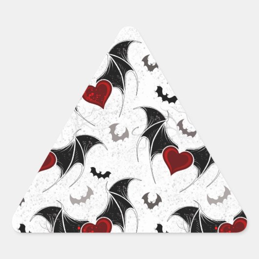 Halloween-Herz mit schwarzen Fledermausflügeln Dreieckiger Aufkleber (Vorderseite)