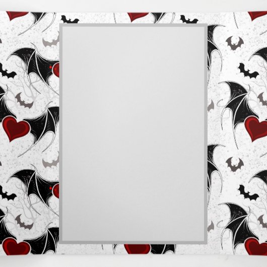 Halloween-Herz mit schwarzen Fledermausflügeln Dreifach Gefaltete Urlaubskarte (Innenseite Mitte)