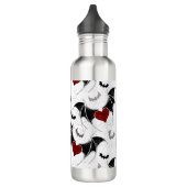 Halloween-Herz mit schwarzen Fledermausflügeln Edelstahlflasche (Links)