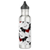 Halloween-Herz mit schwarzen Fledermausflügeln Edelstahlflasche (Rechts)