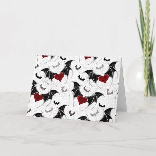 Halloween-Herz mit schwarzen Fledermausflügeln Einladung (Vorderseite)