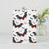 Halloween-Herz mit schwarzen Fledermausflügeln Einladung (Stehend Vorderseite)