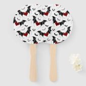 Halloween-Herz mit schwarzen Fledermausflügeln Fächer (Vorne und Hinten)