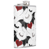 Halloween-Herz mit schwarzen Fledermausflügeln Flachmann (Rechts)