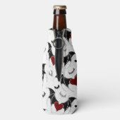 Halloween-Herz mit schwarzen Fledermausflügeln Flaschenkühler (Flasche Rückseite)