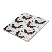 Halloween-Herz mit schwarzen Fledermausflügeln Fliese (Seite)