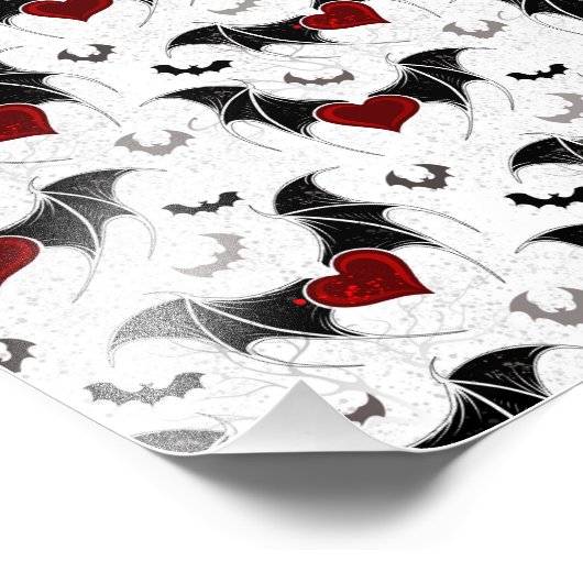 Halloween-Herz mit schwarzen Fledermausflügeln Fotodruck (Ecke)