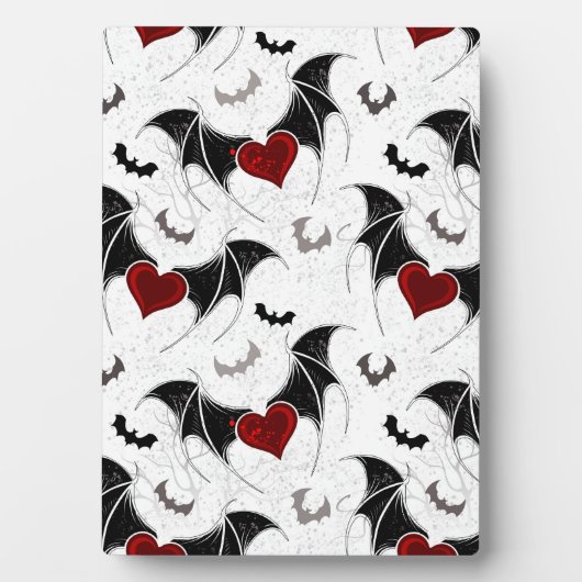 Halloween-Herz mit schwarzen Fledermausflügeln Fotoplatte (Vorderseite)