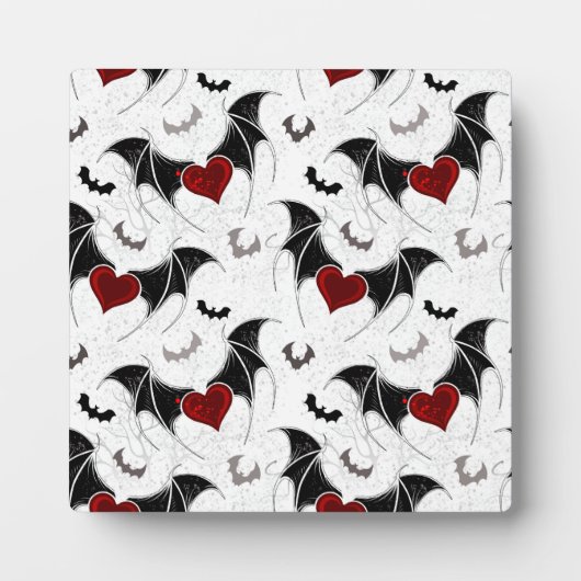 Halloween-Herz mit schwarzen Fledermausflügeln Fotoplatte (Vorderseite)