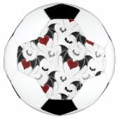 Halloween-Herz mit schwarzen Fledermausflügeln Fußball (Vorderseite)