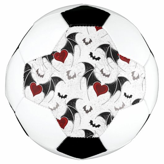 Halloween-Herz mit schwarzen Fledermausflügeln Fußball (Vorderseite)