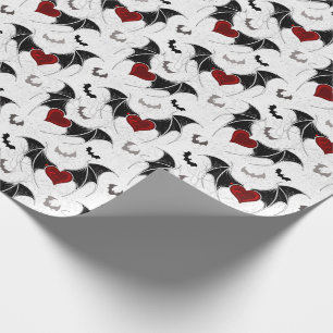 Halloween-Herz mit schwarzen Fledermausflügeln Geschenkpapier
