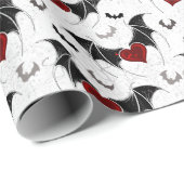 Halloween-Herz mit schwarzen Fledermausflügeln Geschenkpapier (Rolleneckpunkt)