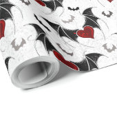 Halloween-Herz mit schwarzen Fledermausflügeln Geschenkpapier (Rolleneckpunkt)