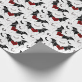Halloween-Herz mit schwarzen Fledermausflügeln Geschenkpapier (Ecke)