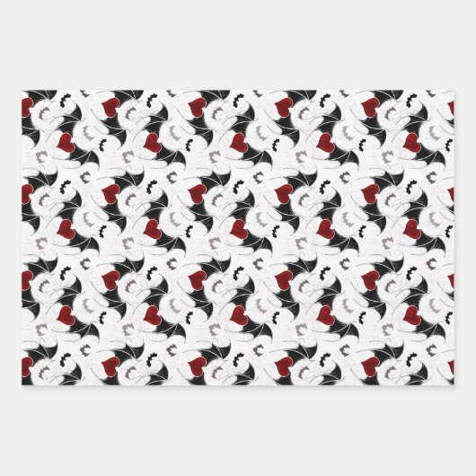 Halloween-Herz mit schwarzen Fledermausflügeln Geschenkpapier Set (Vorderseite)